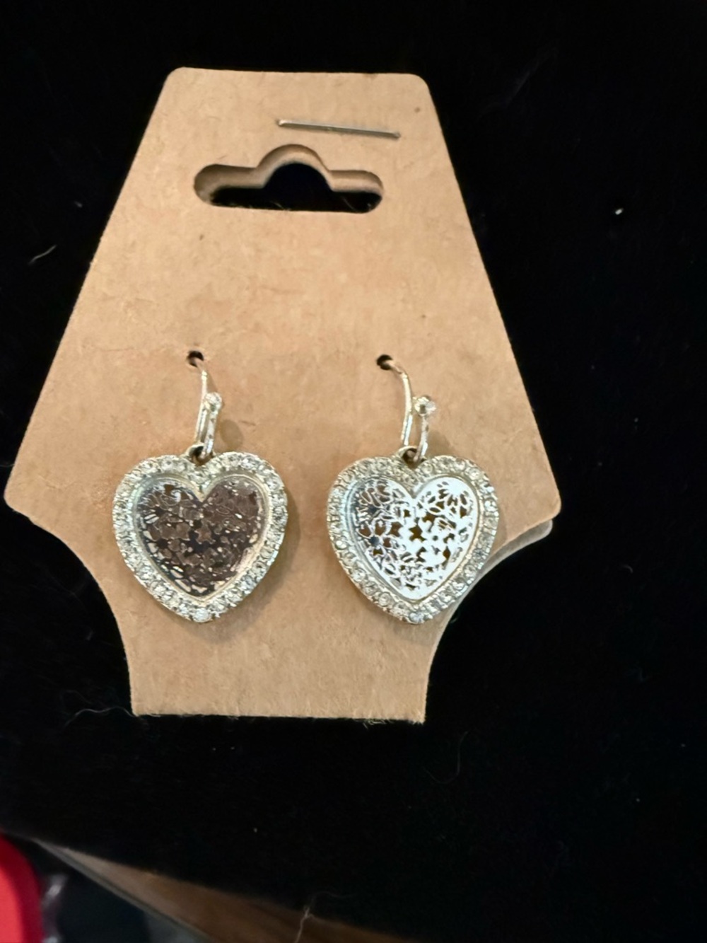 Heart Filigree Drop Earrings - Gold Tone